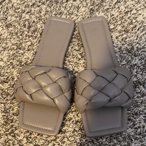 H&M Gray Braided Slide Sandals